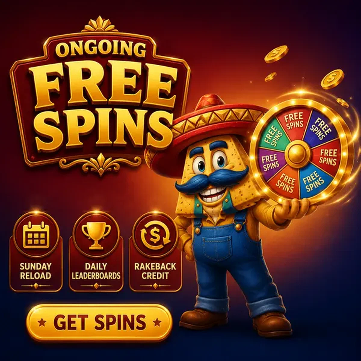 El Ranchero presenta tiradas gratis continuas en la rueda de premios dorada de Casinacho
