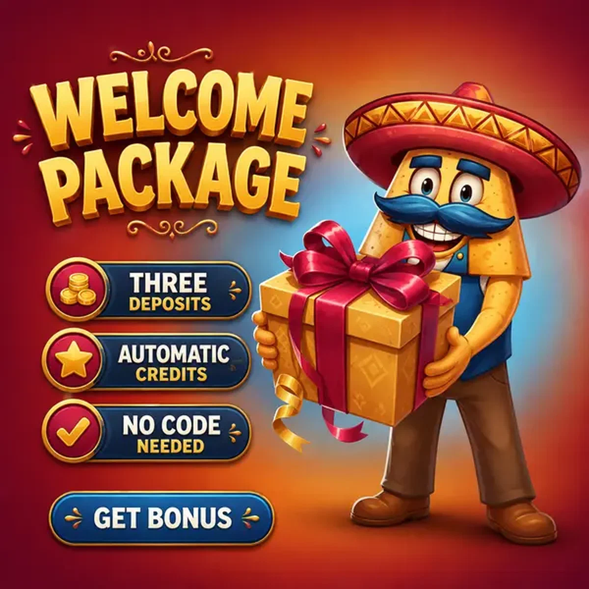 El Ranchero presentando el regalo del bono de bienvenida en el portal de registro del Paquete de Bienvenida