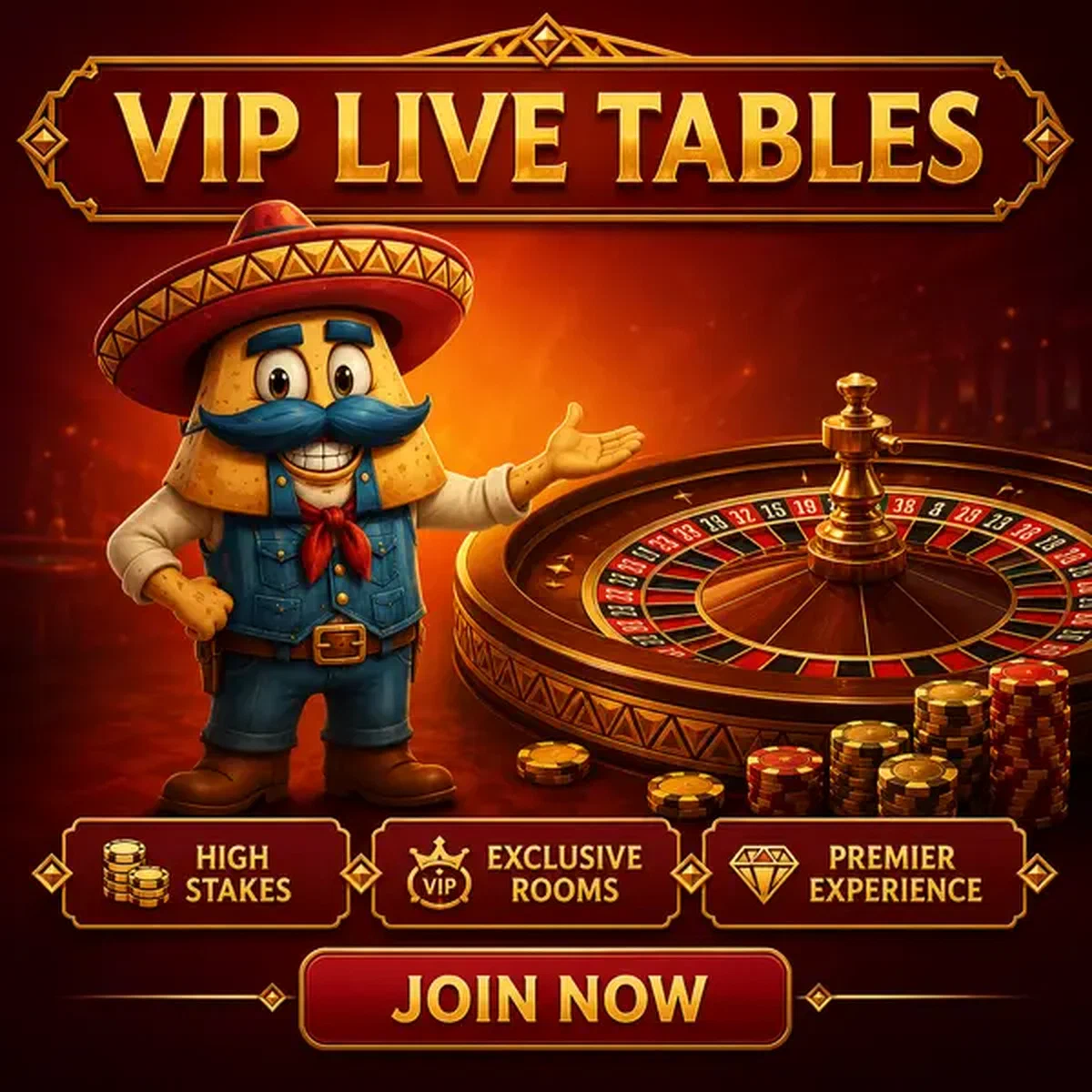 El Ranchero presentando acción de crupier en vivo en Mesas VIP Live y Salas de Apuestas Altas con ruleta de casino